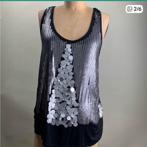 WD. NY Black and Silver Sequin Tank